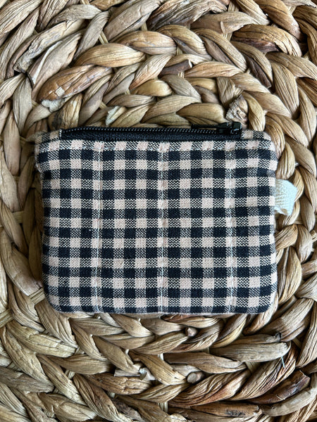 Black Mini Check Mini Zip