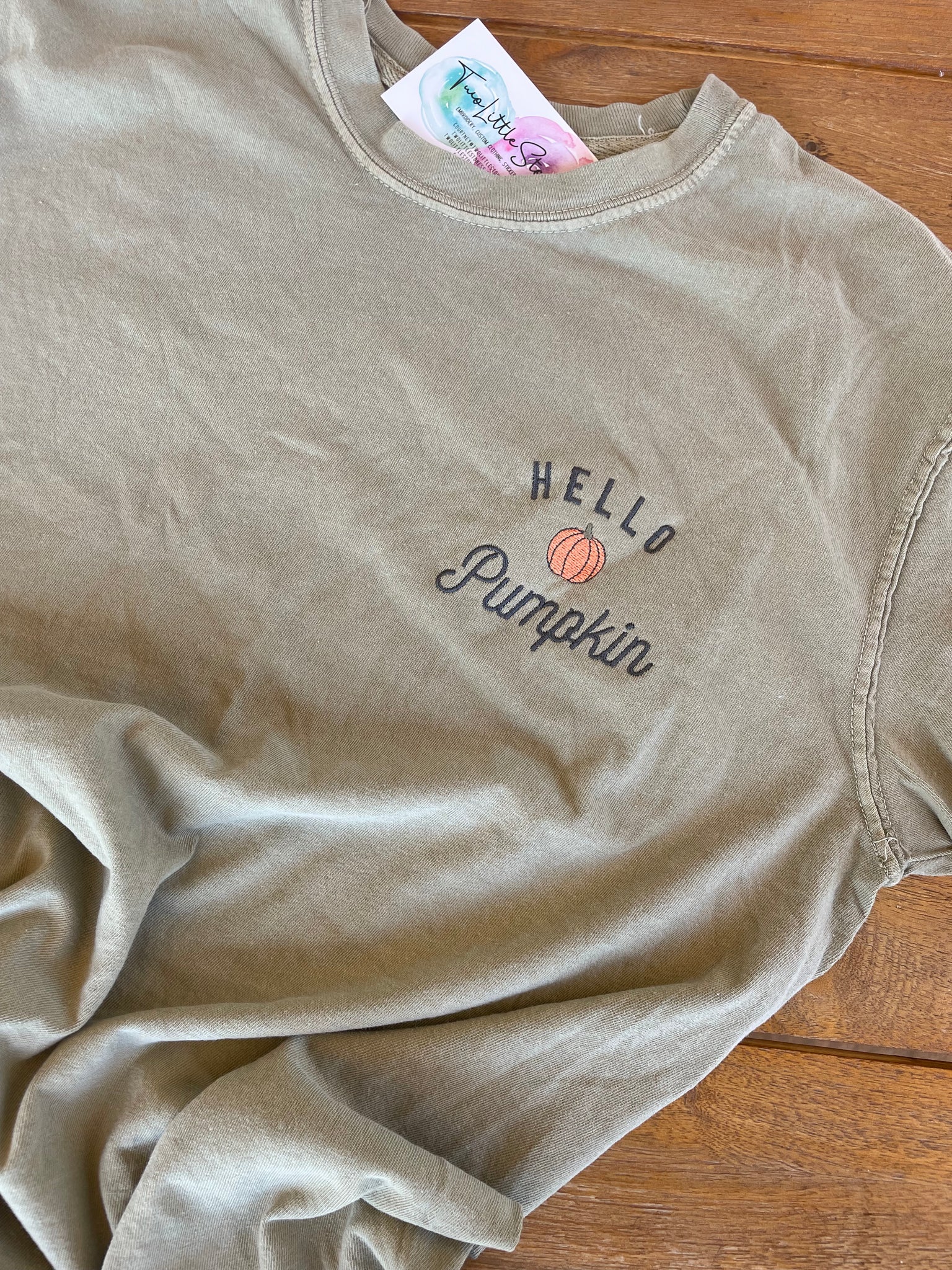 Hello Pumpkin Embroidered T Shirt