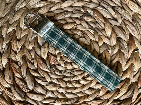 Green Plaid Wristlet Keychain