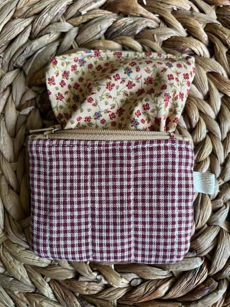 Red Mini Check Mini Zip