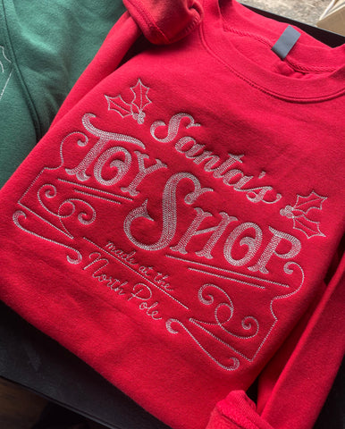 Santa's Toy Shop Embroidered Crewneck