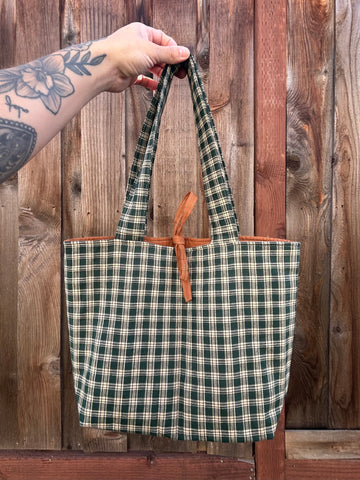 Green Plaid Tote Bag