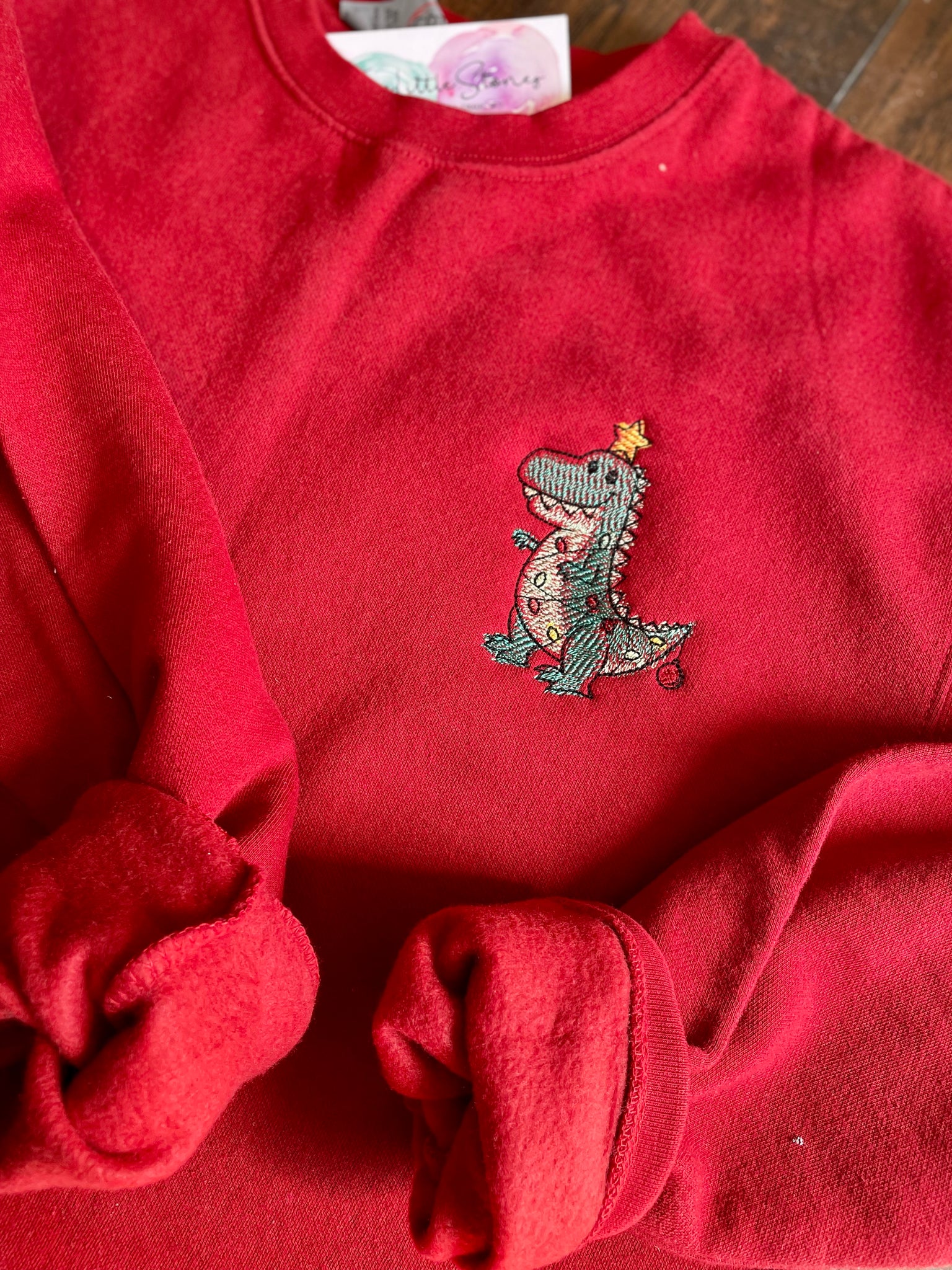 Christmas Tree Rex Embroidered Crewneck