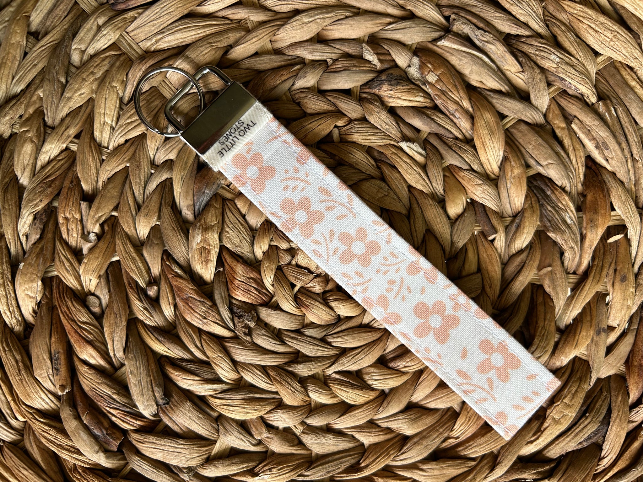 Peachy Floral Wristlet Keychain