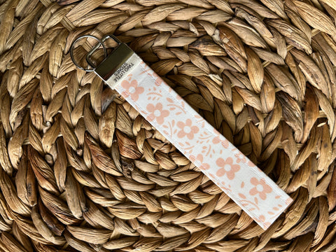 Peachy Floral Wristlet Keychain