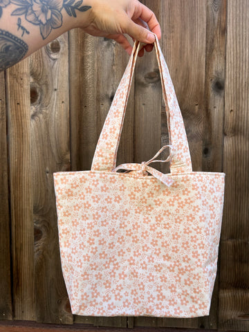Peachy Floral Tote Bag