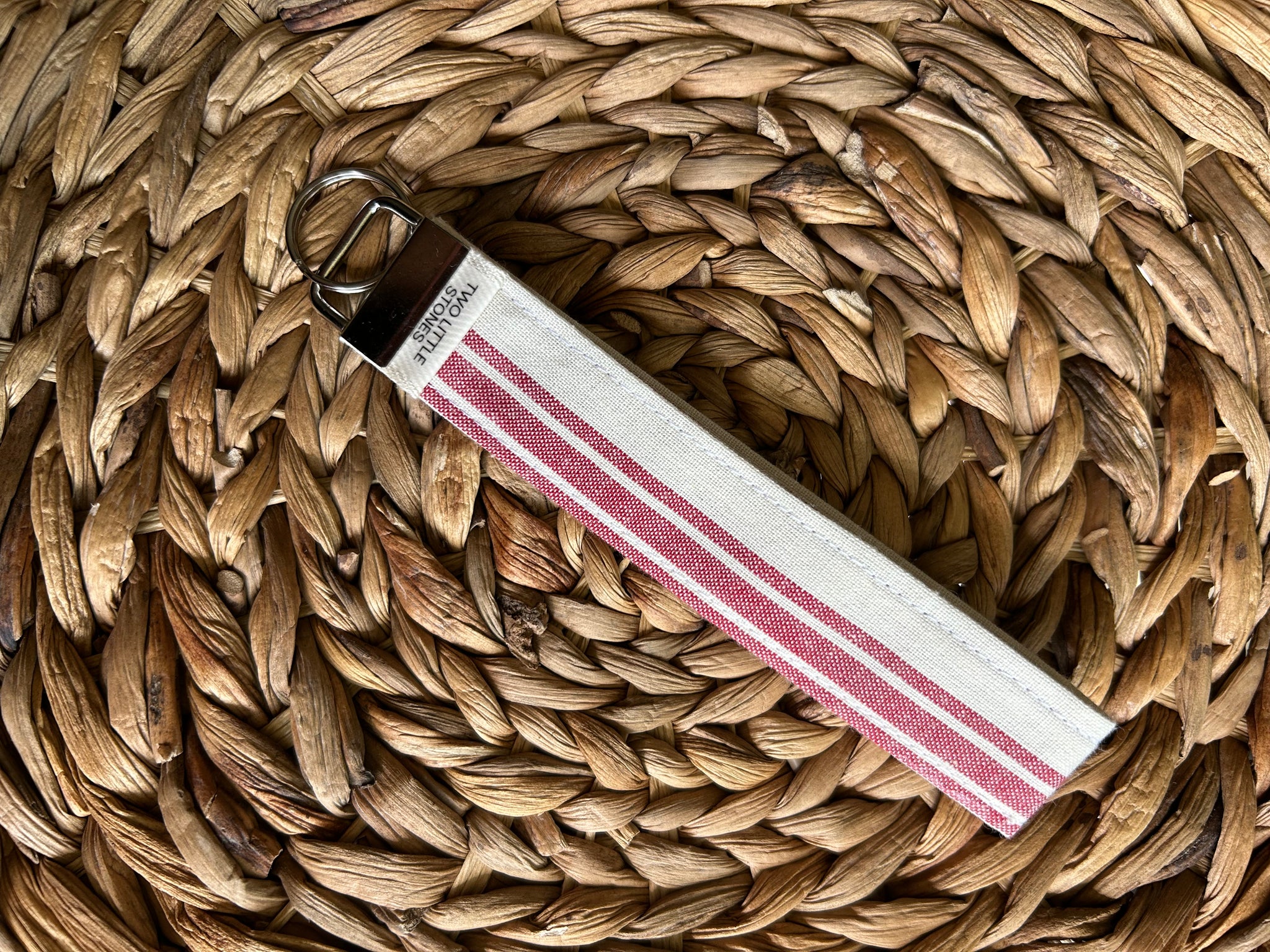 Red Stripe Wristlet Keychain