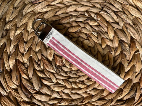Red Stripe Wristlet Keychain