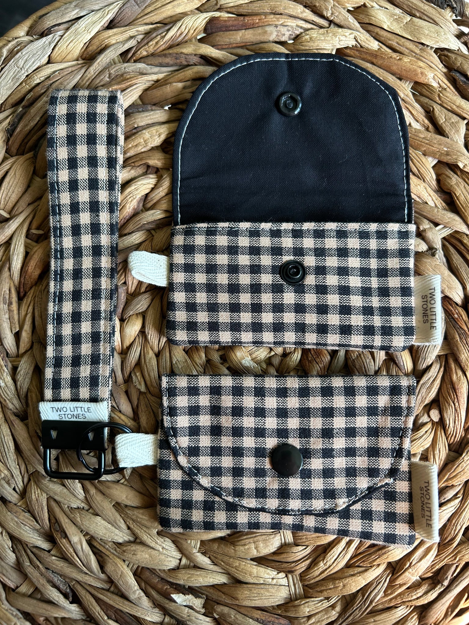 Black Mini Check Card Holder