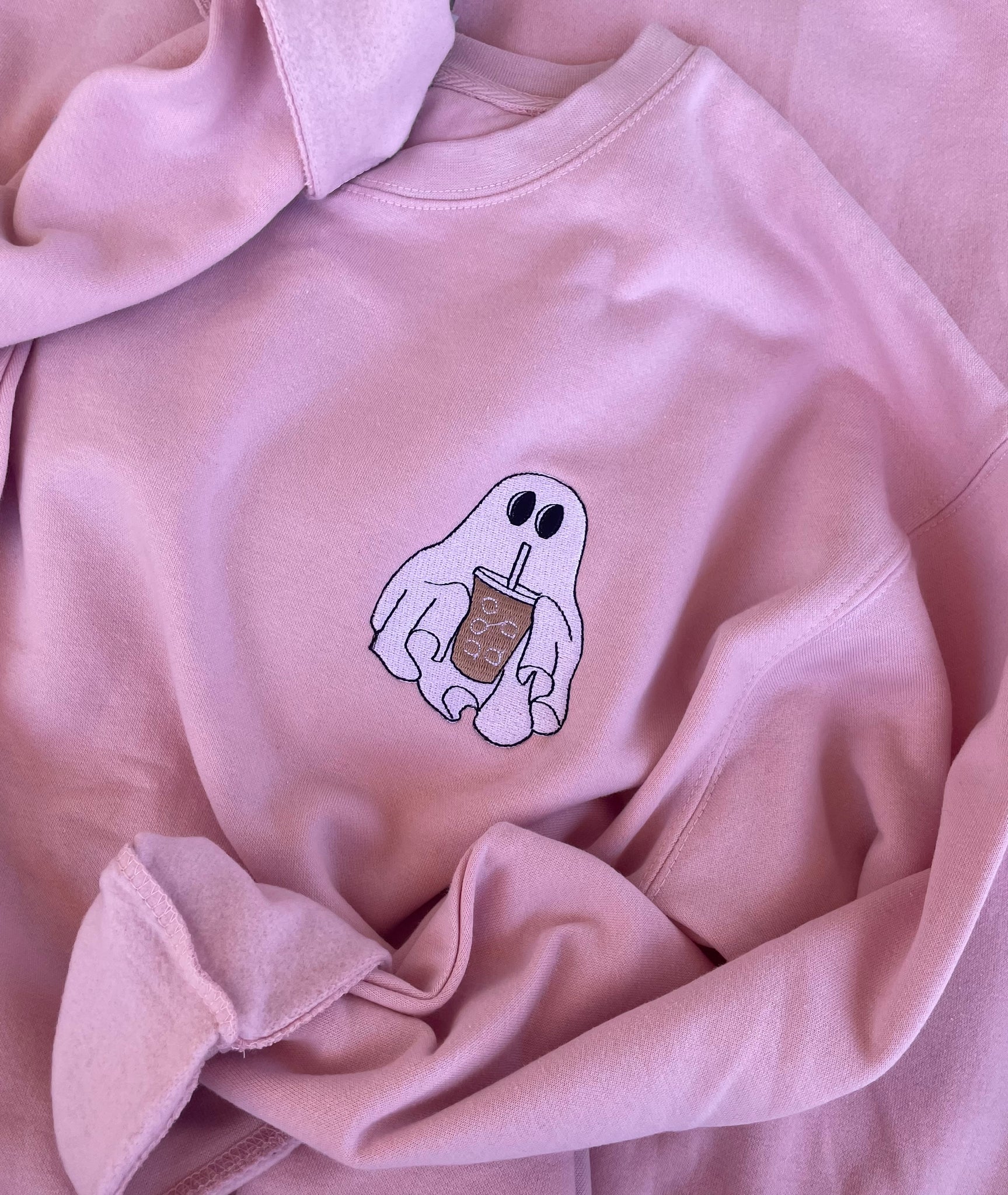 Iced Coffee Ghost Embroidered Crewneck