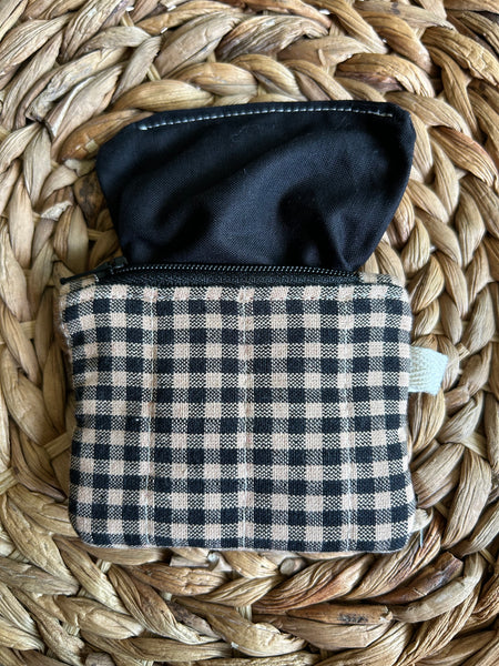 Black Mini Check Mini Zip