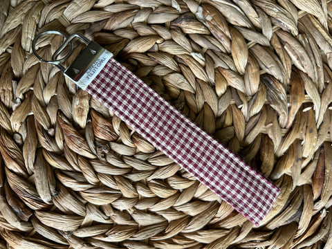 Red Mini Check Wristlet Keychain