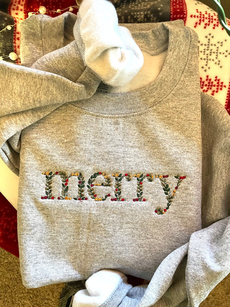 Merry Embroidered Crewneck