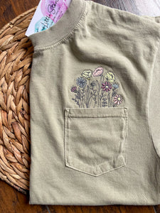 Wildflower Pocket Tee Embroidered