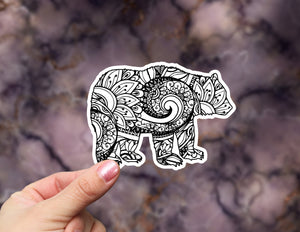 Mandala Sticker, Matte Sticker, Bear Mandala